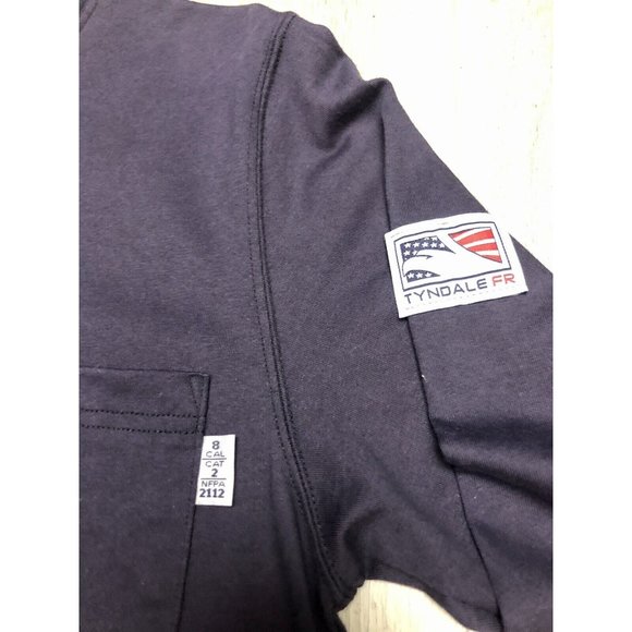Tyndale Flame Resistant FR 8 Cal 2 Cat Navy Blue Long Sleeve Shirt Small USA - Picture 3 of 7